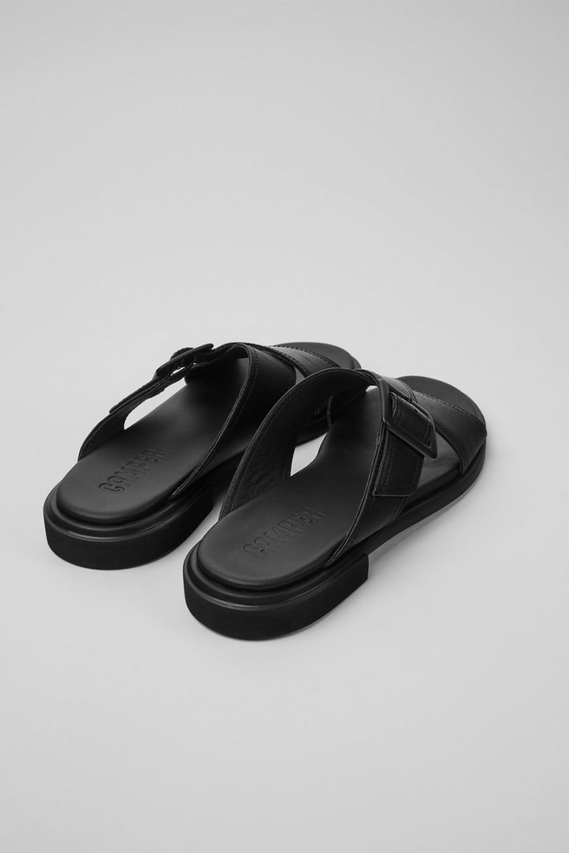 Sandalias Camper Edy Cuero Mujer Negras | WUQCE-4521