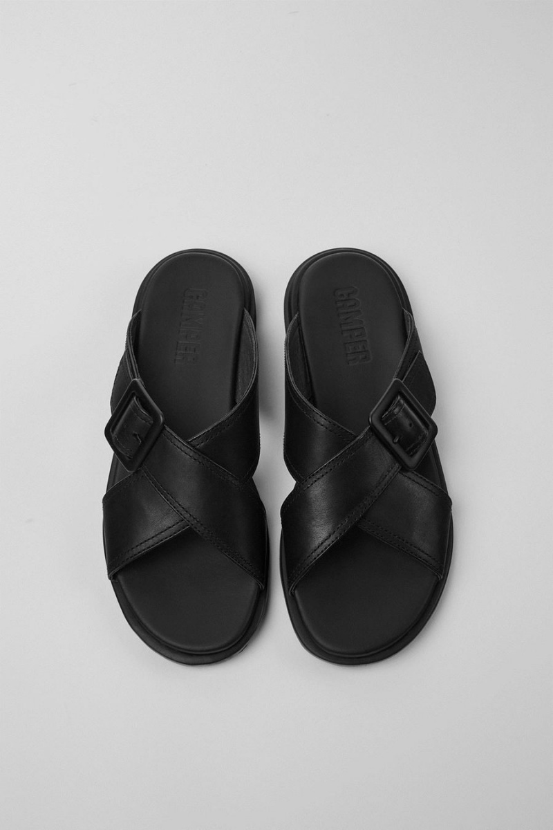 Sandalias Camper Edy Cuero Mujer Negras | WUQCE-4521