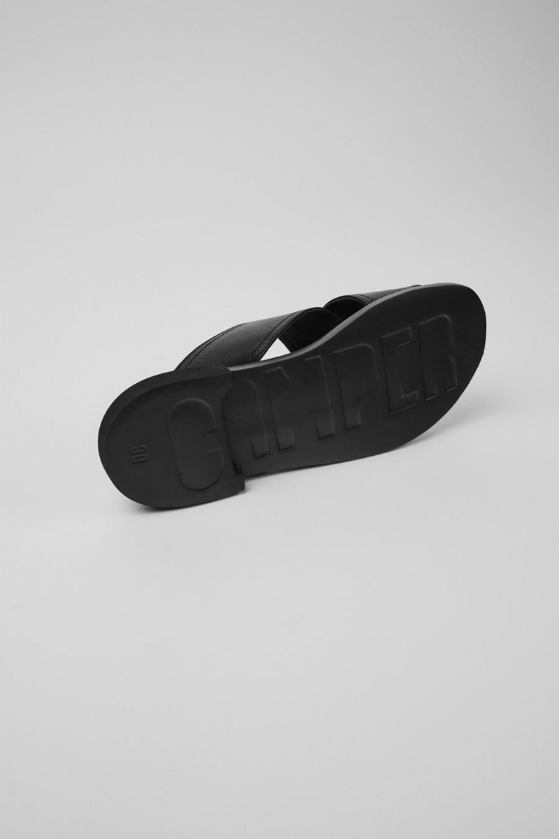 Sandalias Camper Edy Cuero Mujer Negras | WUQCE-4521