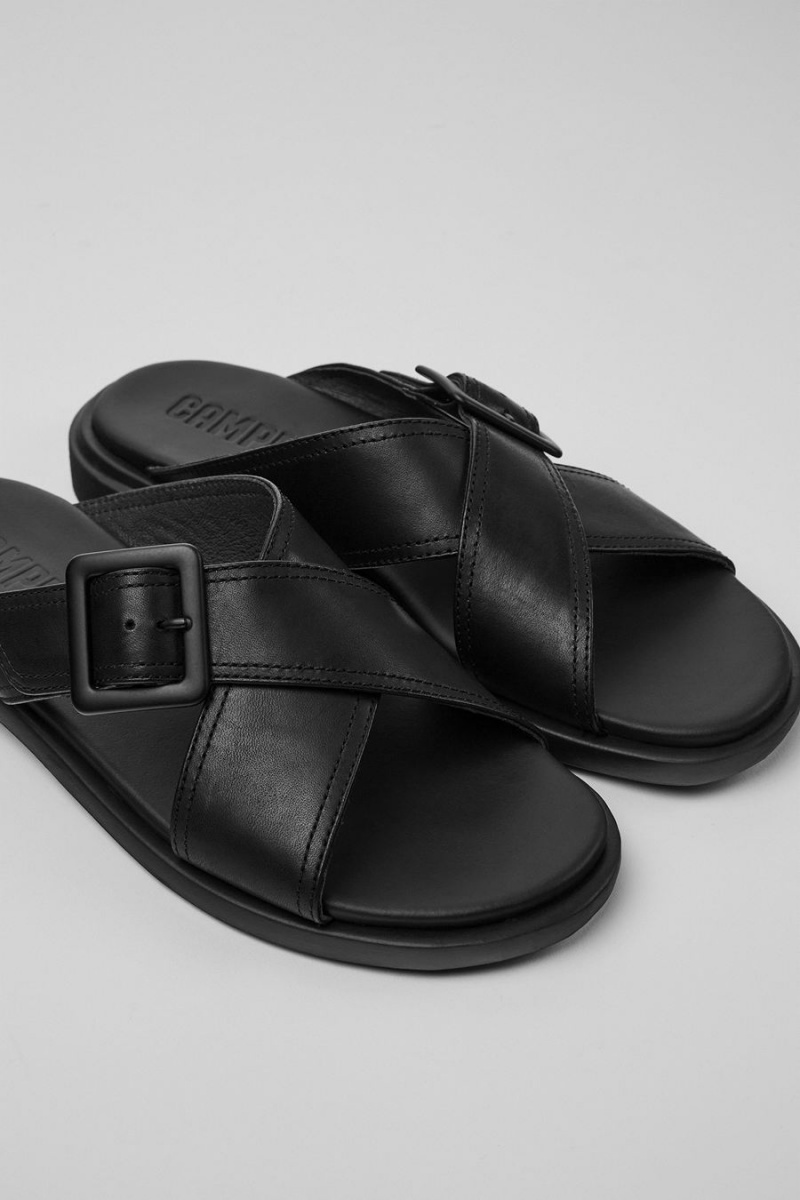 Sandalias Camper Edy Cuero Mujer Negras | WUQCE-4521
