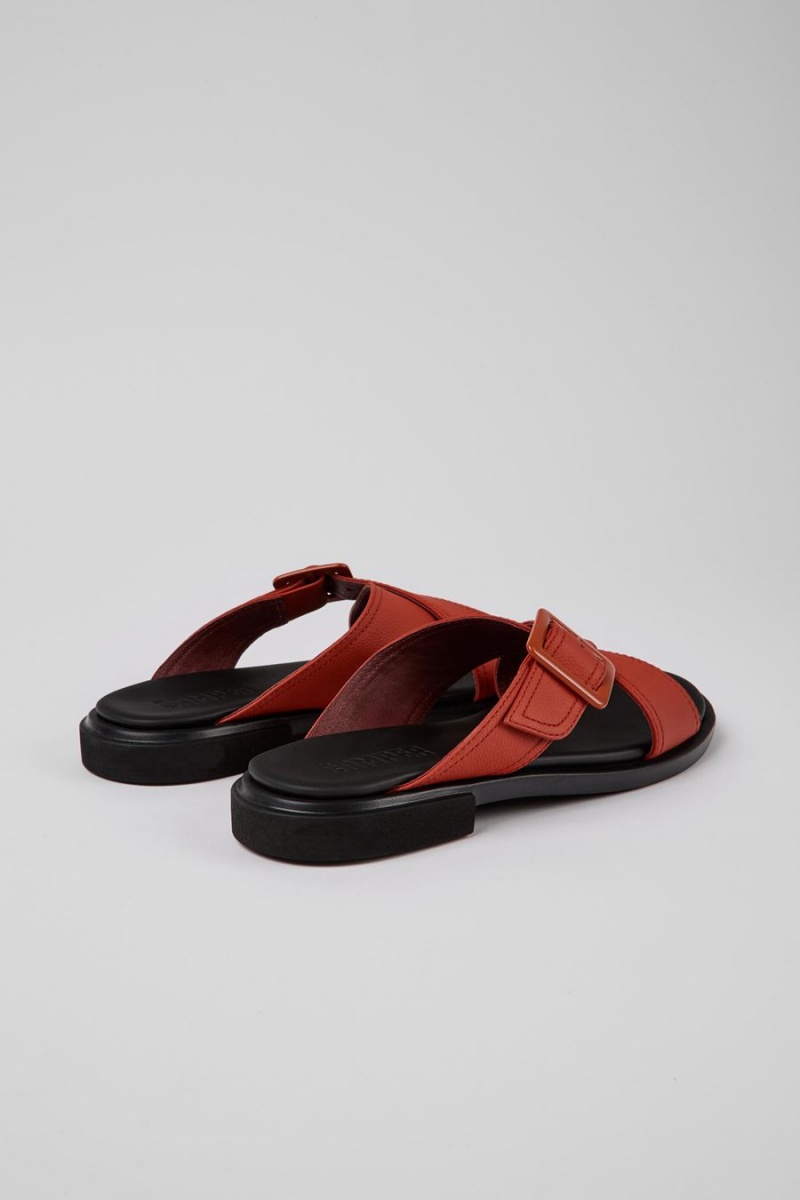 Sandalias Camper Edy Cuero Mujer Rojas | HCTGN-0794