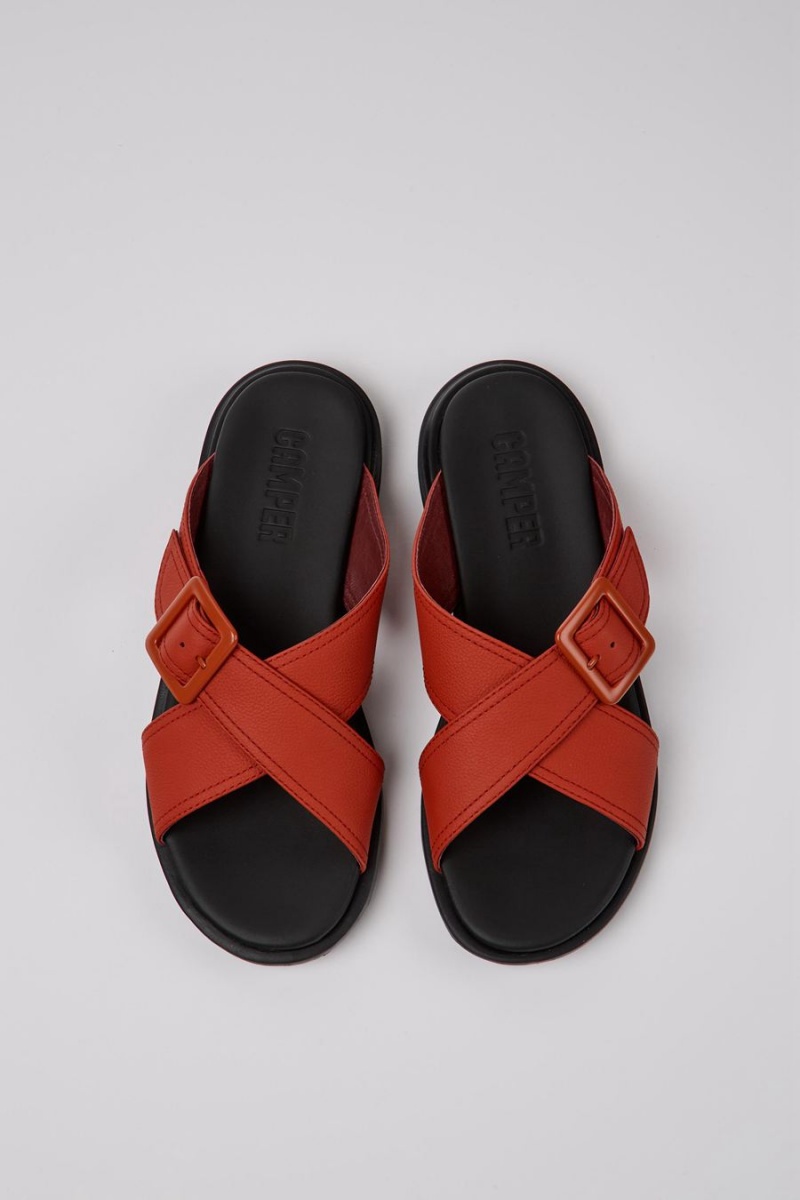Sandalias Camper Edy Cuero Mujer Rojas | HCTGN-0794