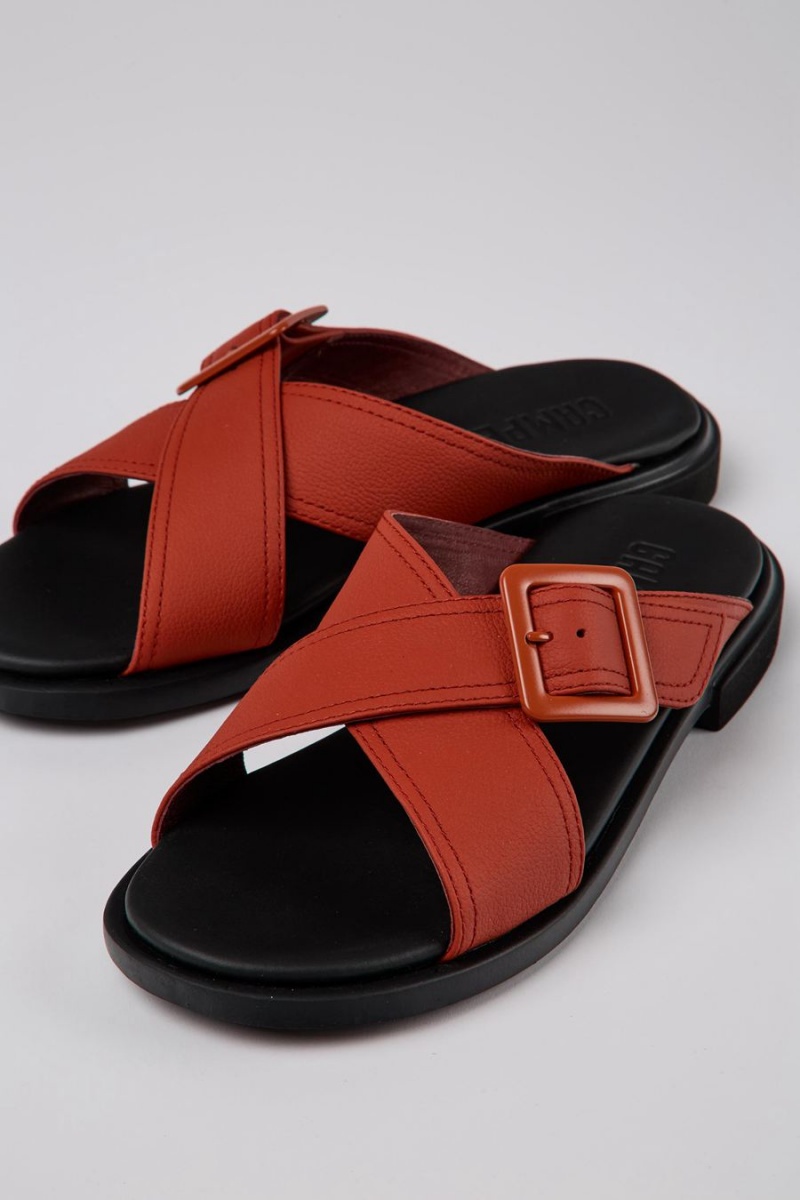 Sandalias Camper Edy Cuero Mujer Rojas | HCTGN-0794