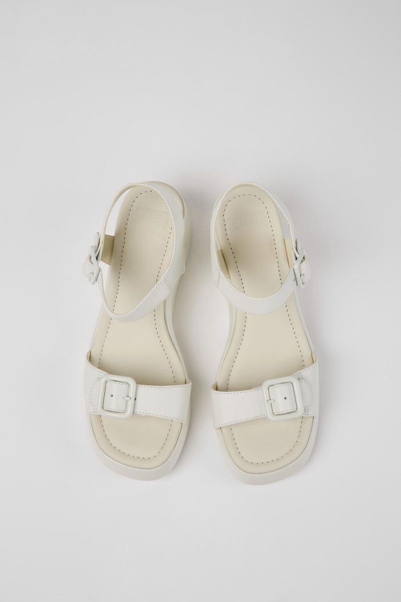 Sandalias Camper Kaah Cuero Mujer Blancas | MDXUR-4375