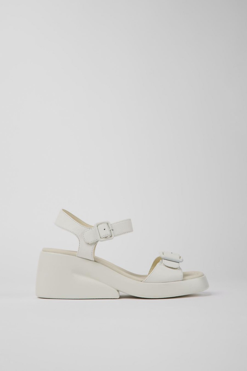 Sandalias Camper Kaah Cuero Mujer Blancas | MDXUR-4375