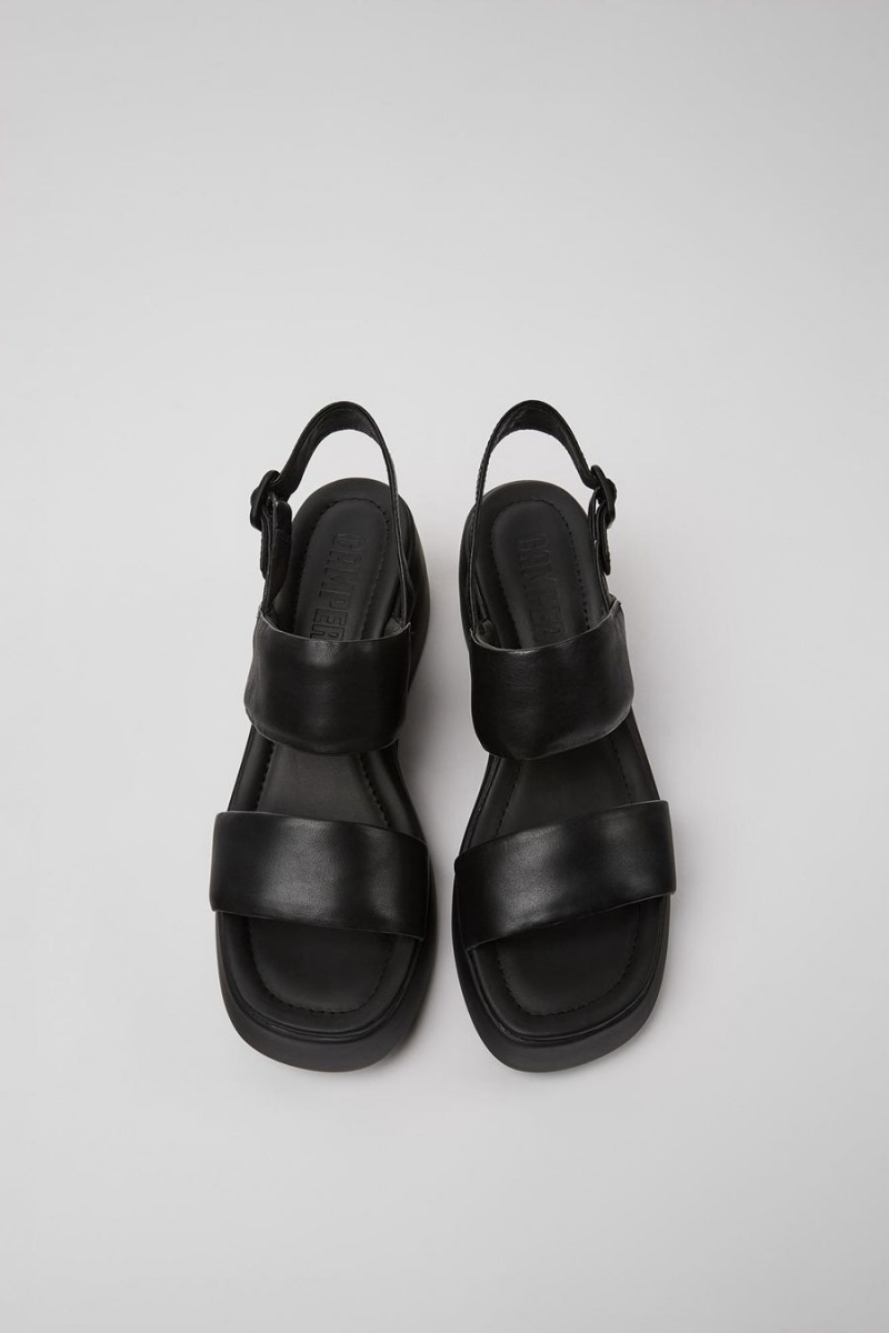 Sandalias Camper Kaah Cuero Mujer Negras | NFEMO-2954