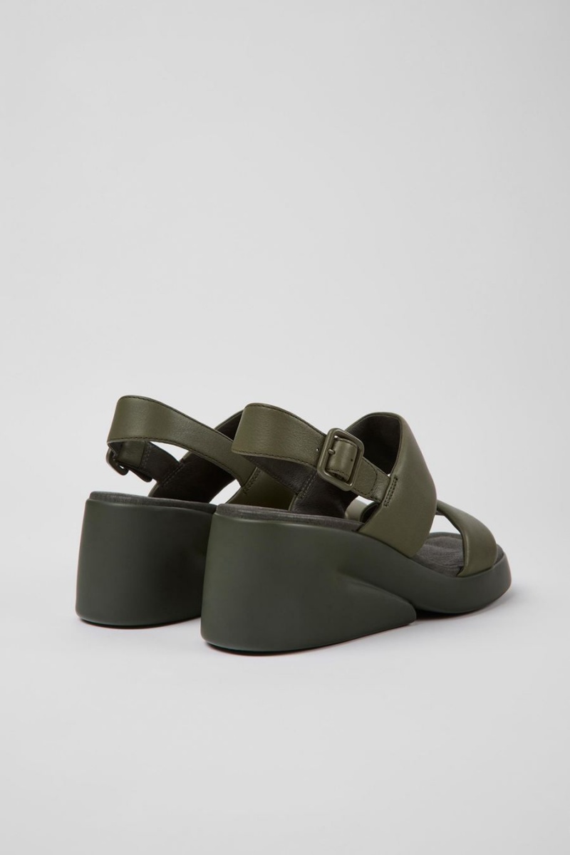 Sandalias Camper Kaah Cuero Mujer Verde | DCHMV-6781