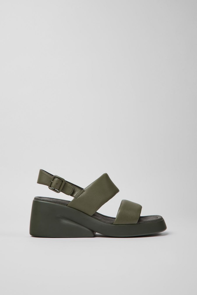 Sandalias Camper Kaah Cuero Mujer Verde | DCHMV-6781
