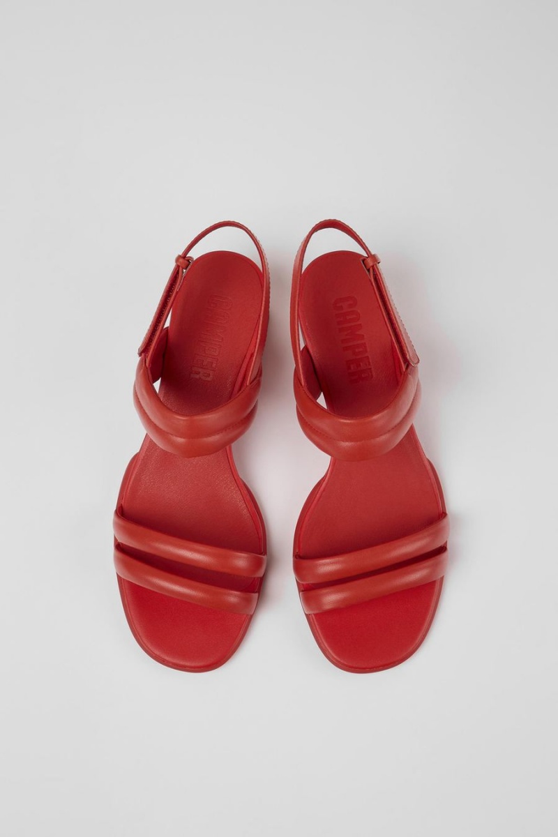 Sandalias Camper Katie Cuero Mujer Rojas | XKGPU-1028
