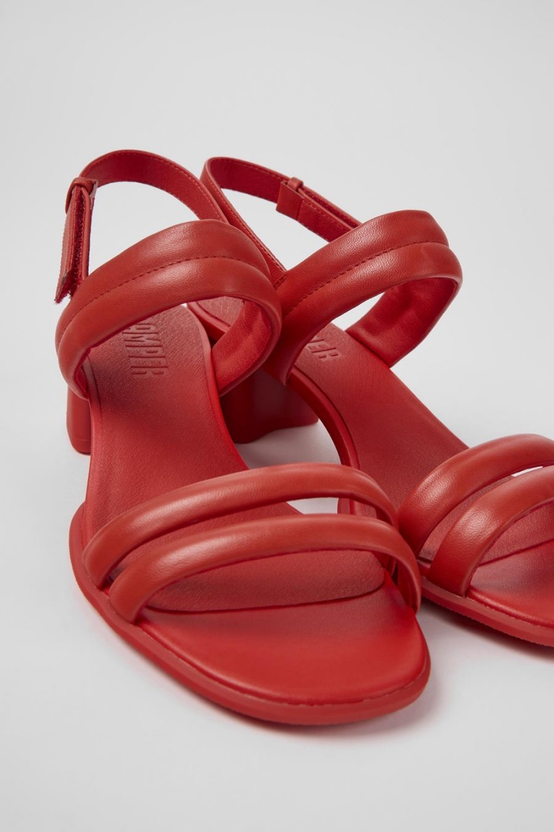 Sandalias Camper Katie Cuero Mujer Rojas | XKGPU-1028