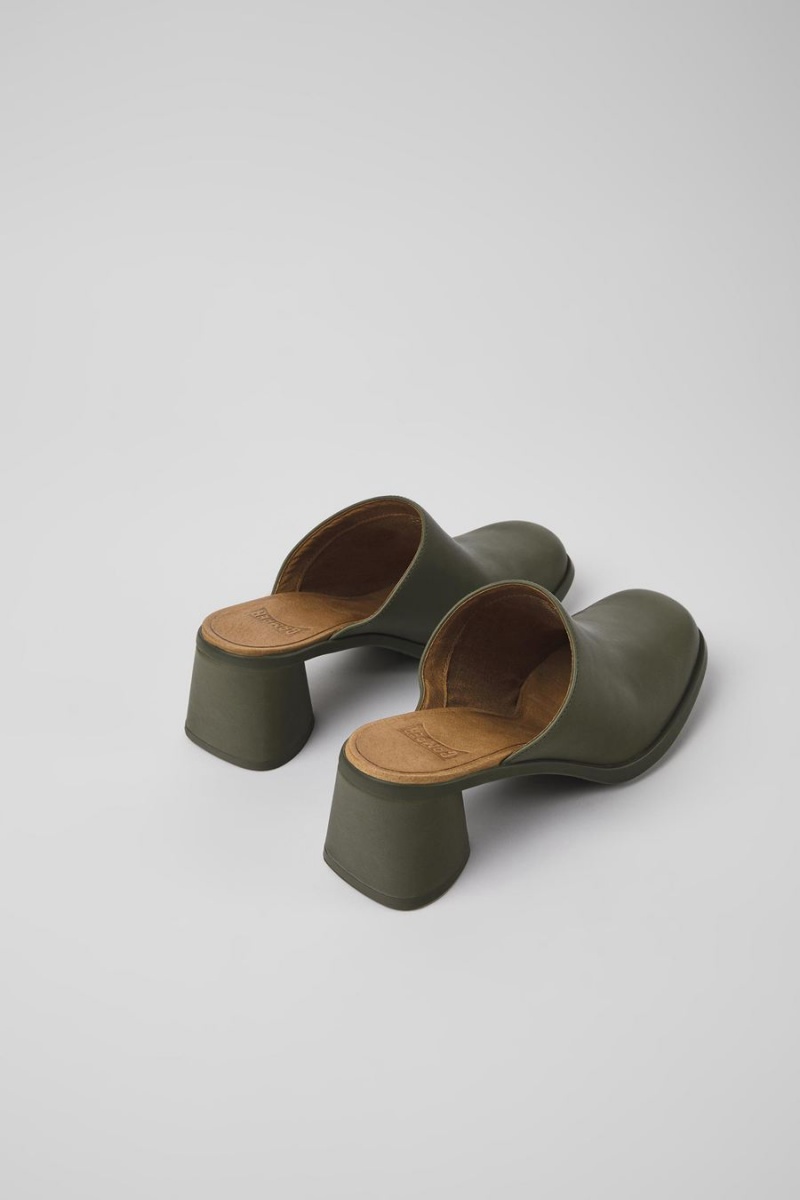 Sandalias Camper Kiara Cuero Mules Mujer Verde | OAMCE-6570