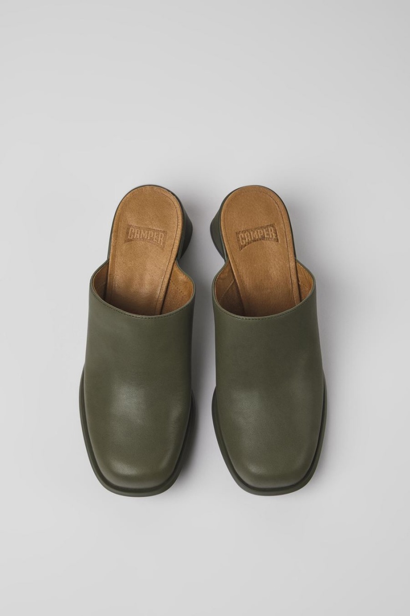 Sandalias Camper Kiara Cuero Mules Mujer Verde | OAMCE-6570