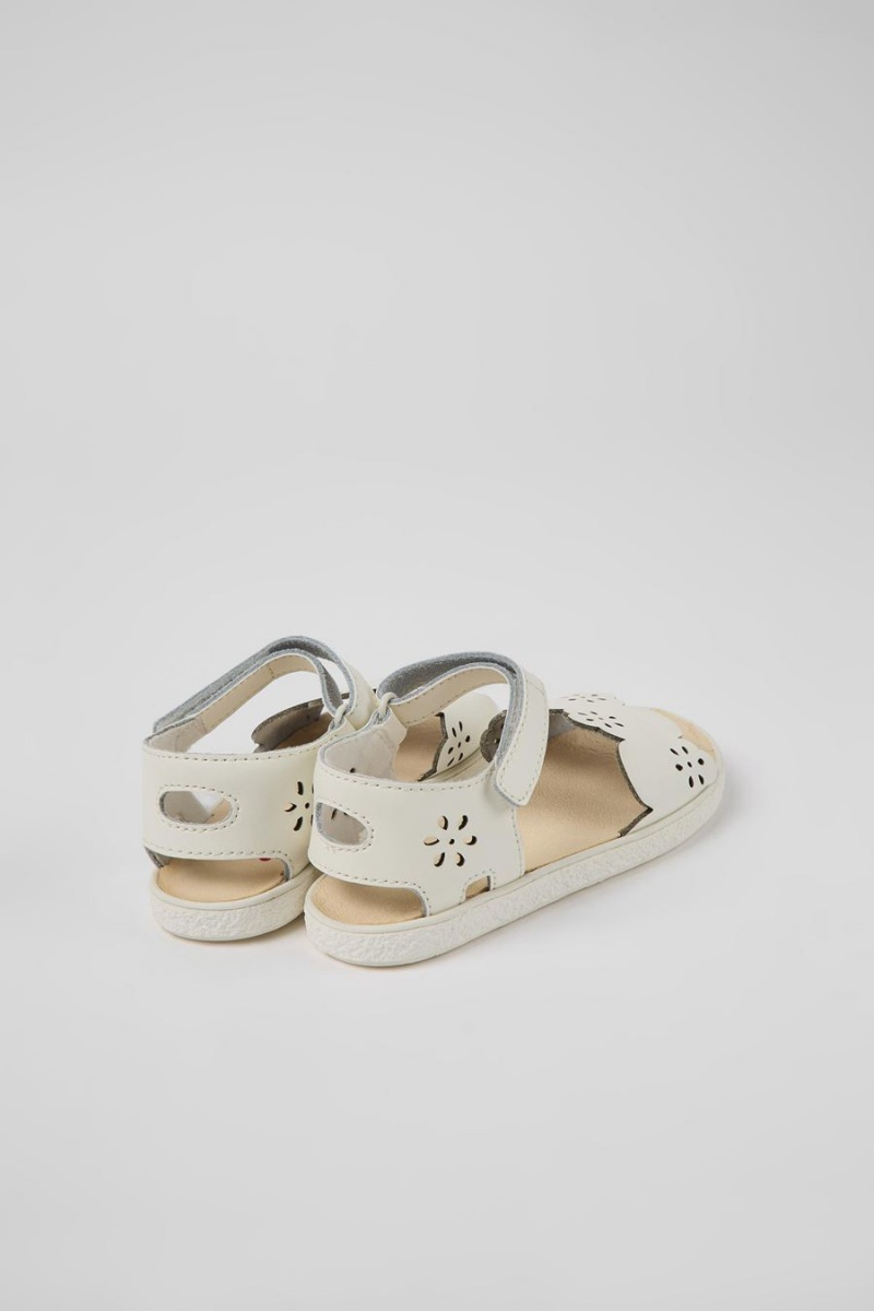 Sandalias Camper Miko Cuero Niña Blancas | SJCFD-1894