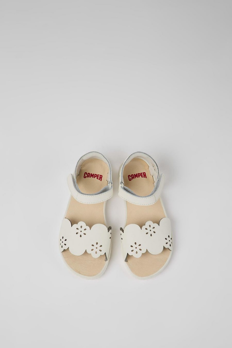 Sandalias Camper Miko Cuero Niña Blancas | SJCFD-1894