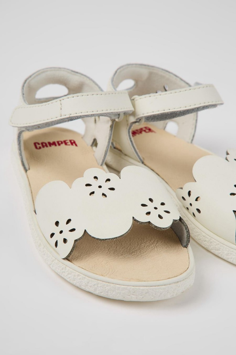 Sandalias Camper Miko Cuero Niña Blancas | SJCFD-1894
