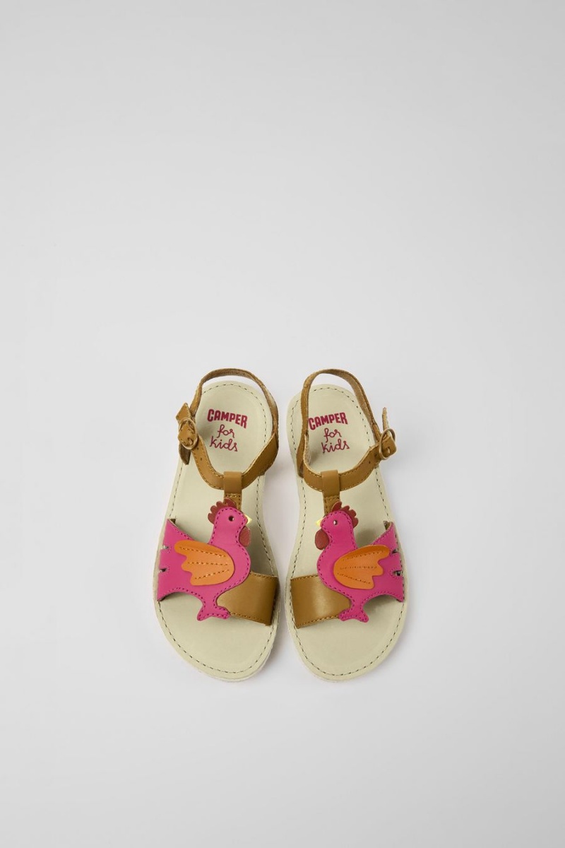 Sandalias Camper Miko Cuero Niña Marrones | MEXSU-4698