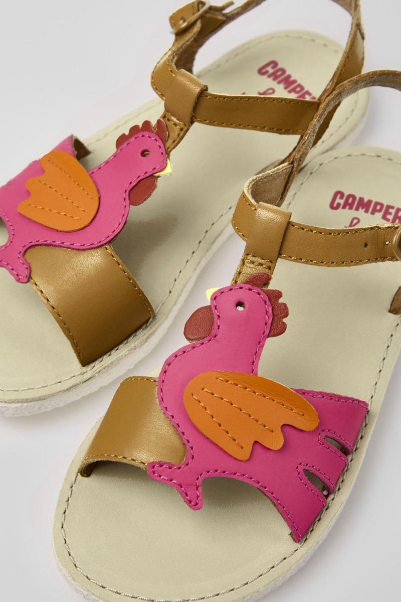 Sandalias Camper Miko Cuero Niña Marrones | MEXSU-4698