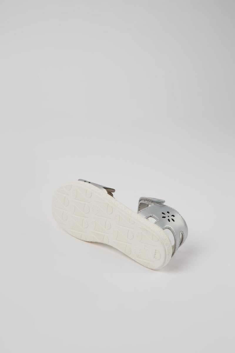 Sandalias Camper Miko Cuero Niña Plateadas | XRUGD-6714