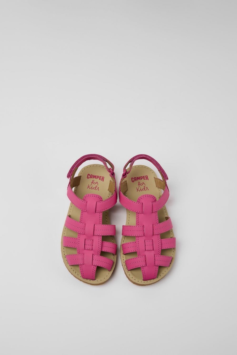 Sandalias Camper Miko Cuero Niña Rosas | WRLMD-6439