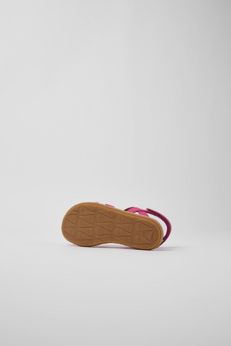 Sandalias Camper Miko Cuero Niña Rosas | WRLMD-6439