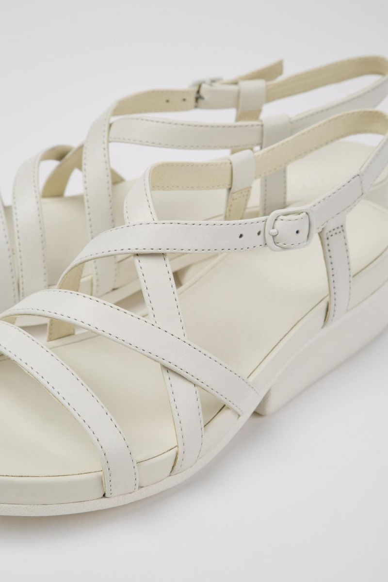 Sandalias Camper Minikaah Cuero Mujer Blancas | MPRXJ-4709