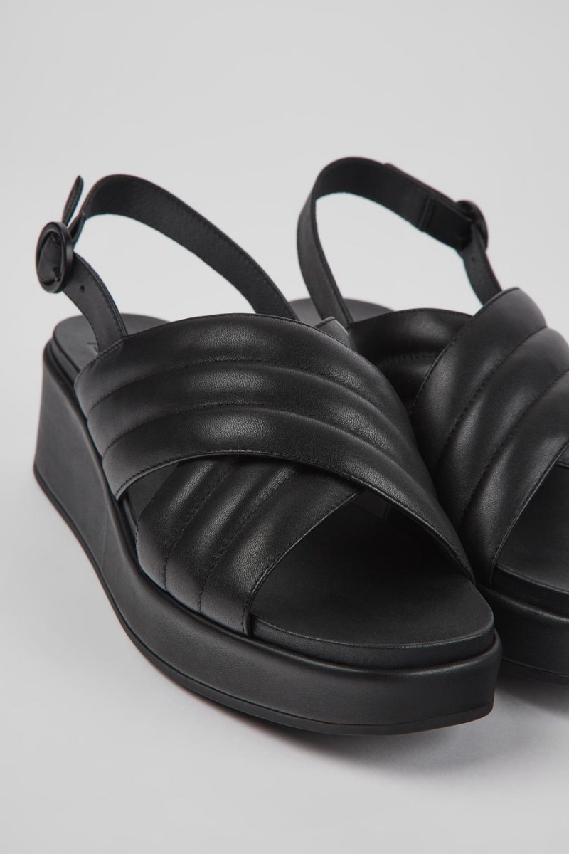 Sandalias Camper Misia Cuero Mujer Negras | VTKAH-7265