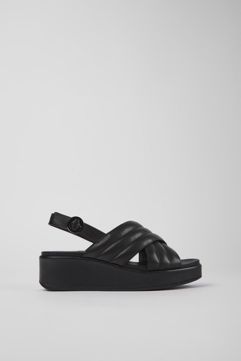 Sandalias Camper Misia Cuero Mujer Negras | VTKAH-7265