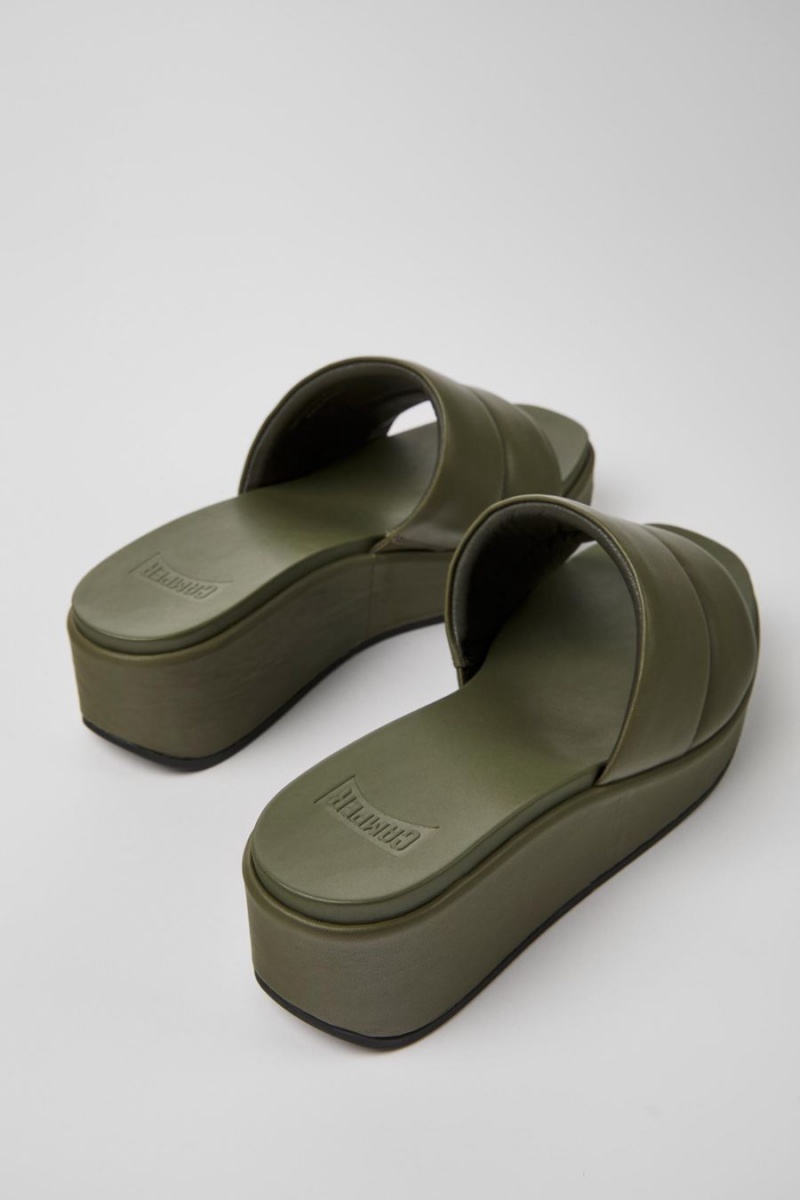 Sandalias Camper Misia Cuero Mujer Verde | KGMDW-4573