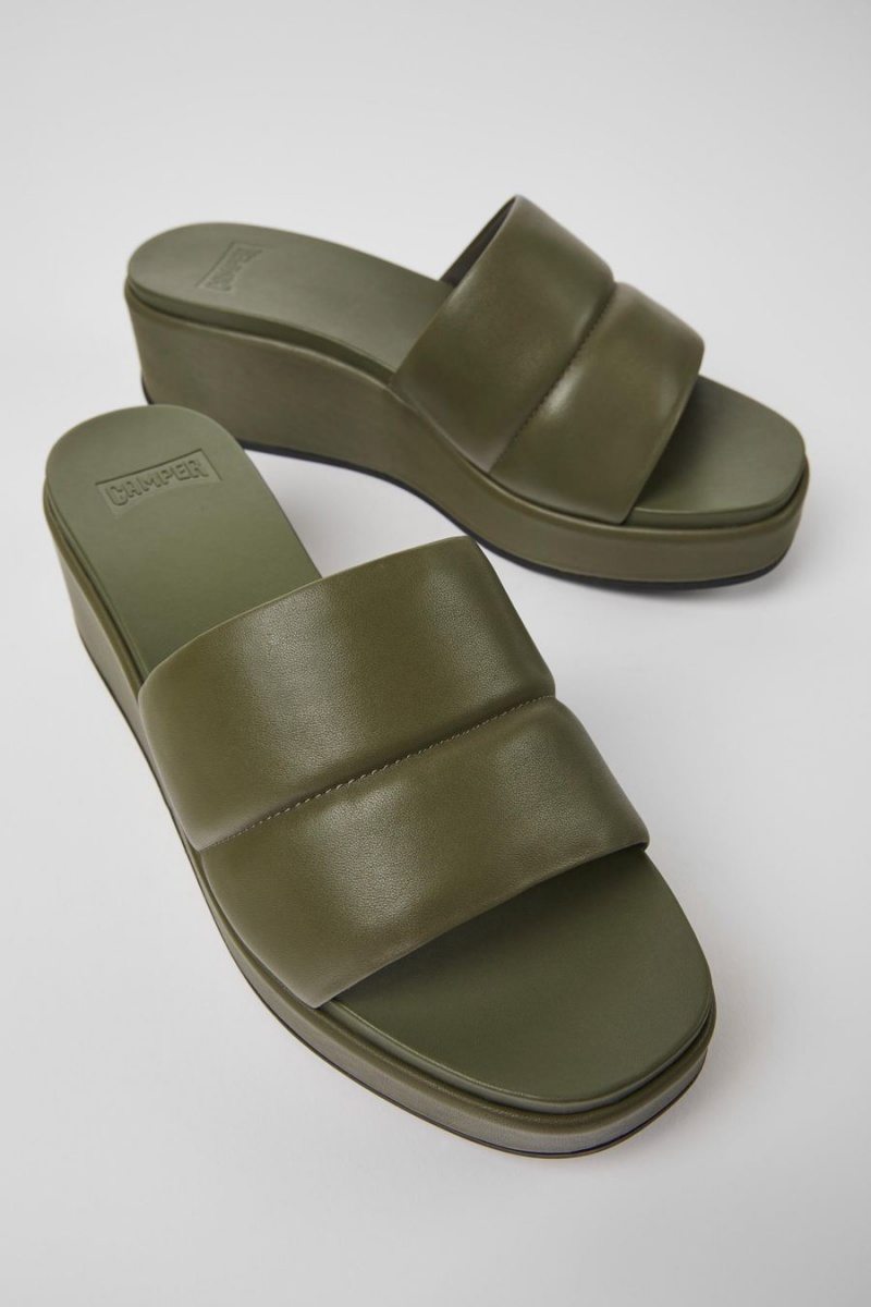 Sandalias Camper Misia Cuero Mujer Verde | KGMDW-4573