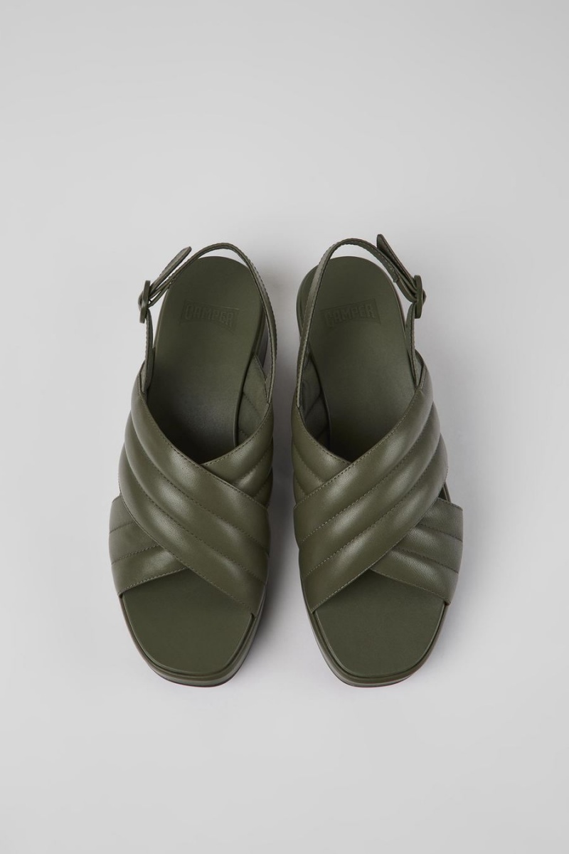 Sandalias Camper Misia Cuero Mujer Verde | HMSOJ-9106