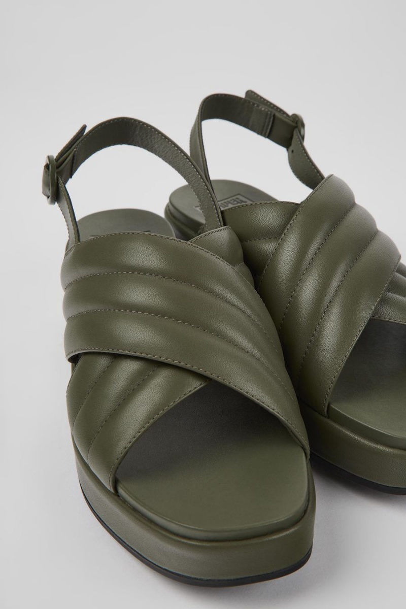 Sandalias Camper Misia Cuero Mujer Verde | HMSOJ-9106