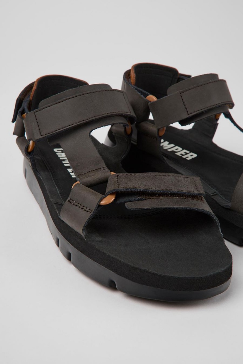 Sandalias Camper Oruga Cuero Hombre Marrones | UTMJV-2098