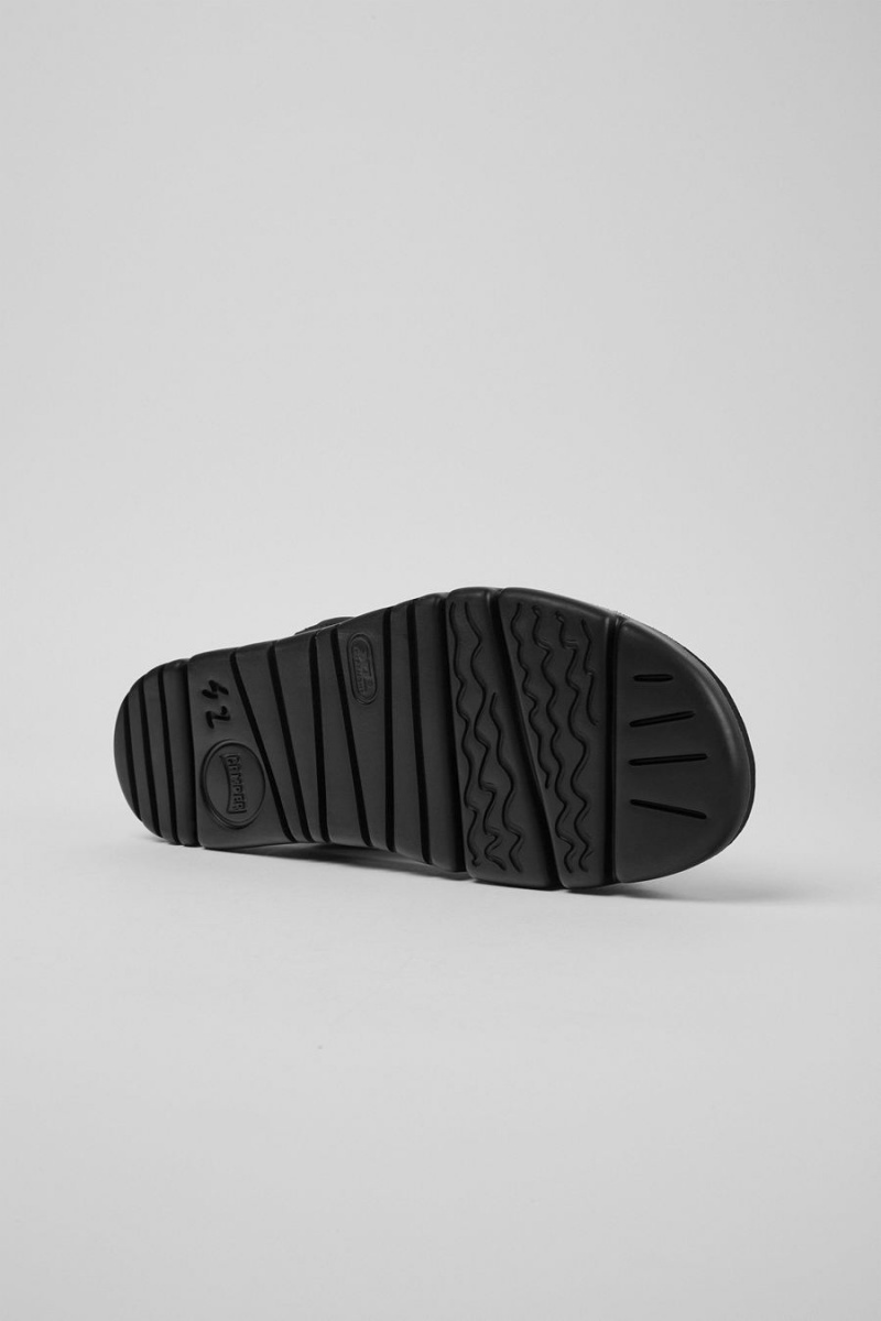 Sandalias Camper Oruga Cuero Hombre Negras | QIDOH-1327