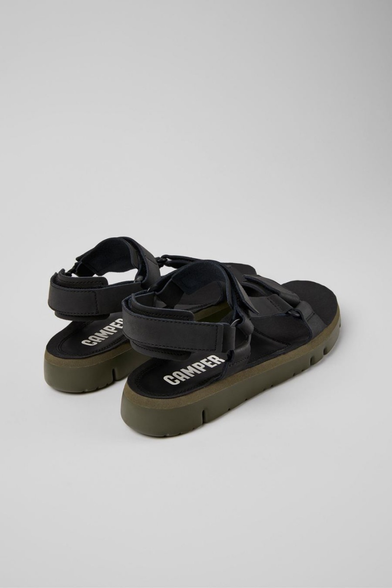 Sandalias Camper Oruga Cuero Hombre Negras | VXZBJ-8679