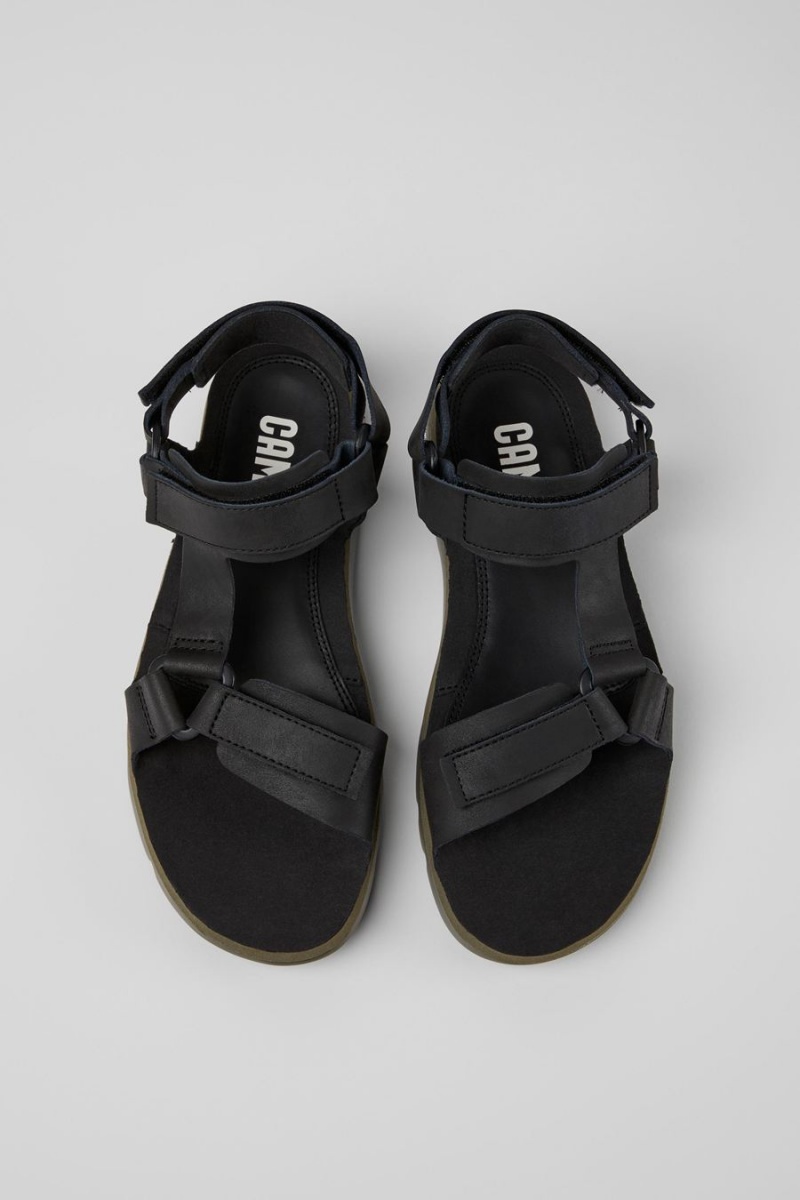 Sandalias Camper Oruga Cuero Hombre Negras | VXZBJ-8679