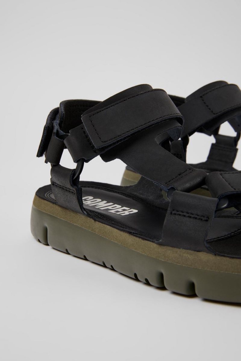 Sandalias Camper Oruga Cuero Hombre Negras | VXZBJ-8679