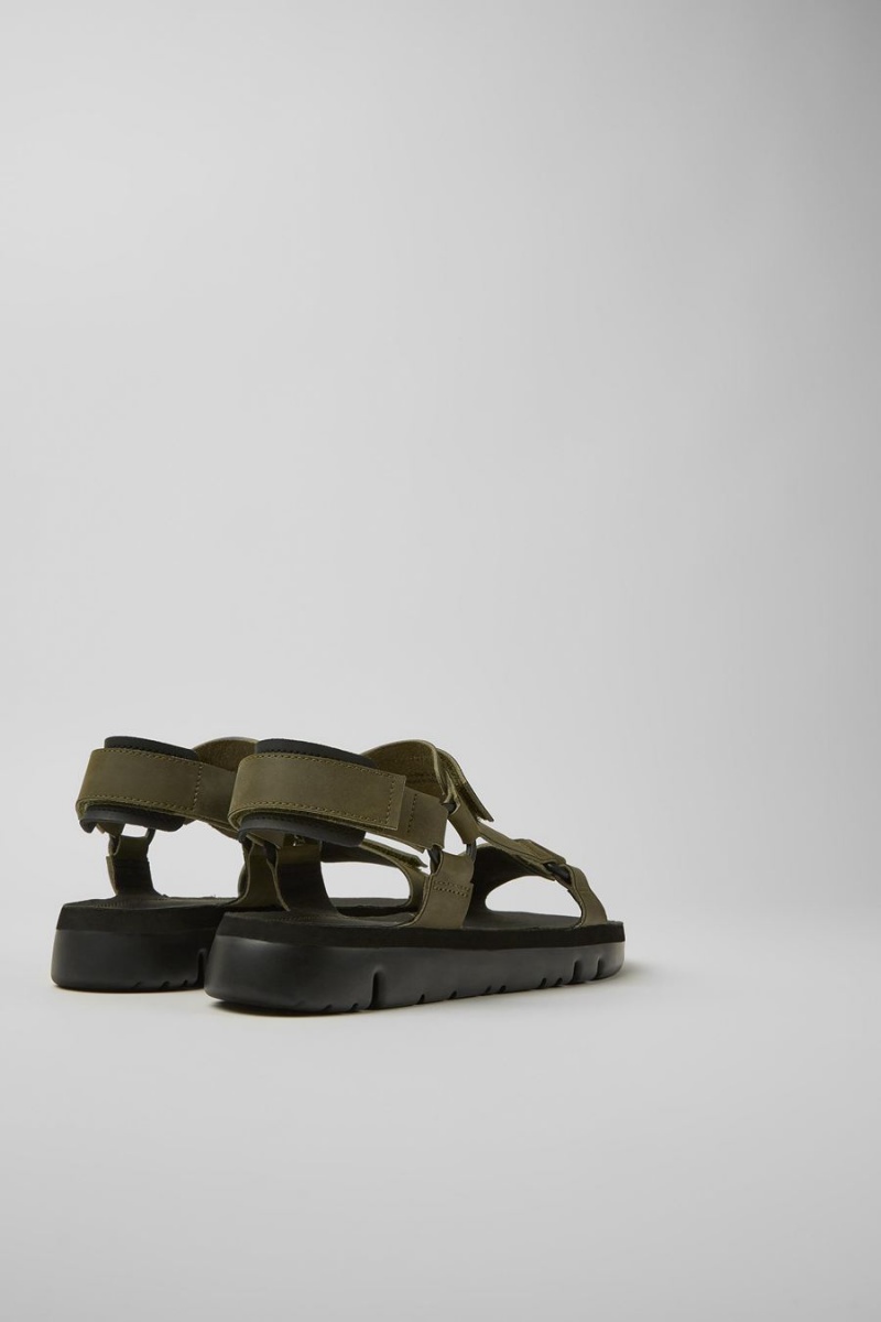 Sandalias Camper Oruga Cuero Hombre Verde | FSECH-7269