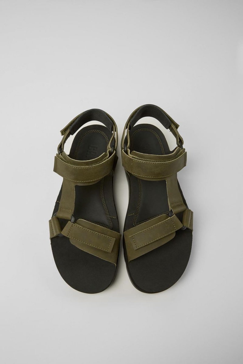 Sandalias Camper Oruga Cuero Hombre Verde | FSECH-7269