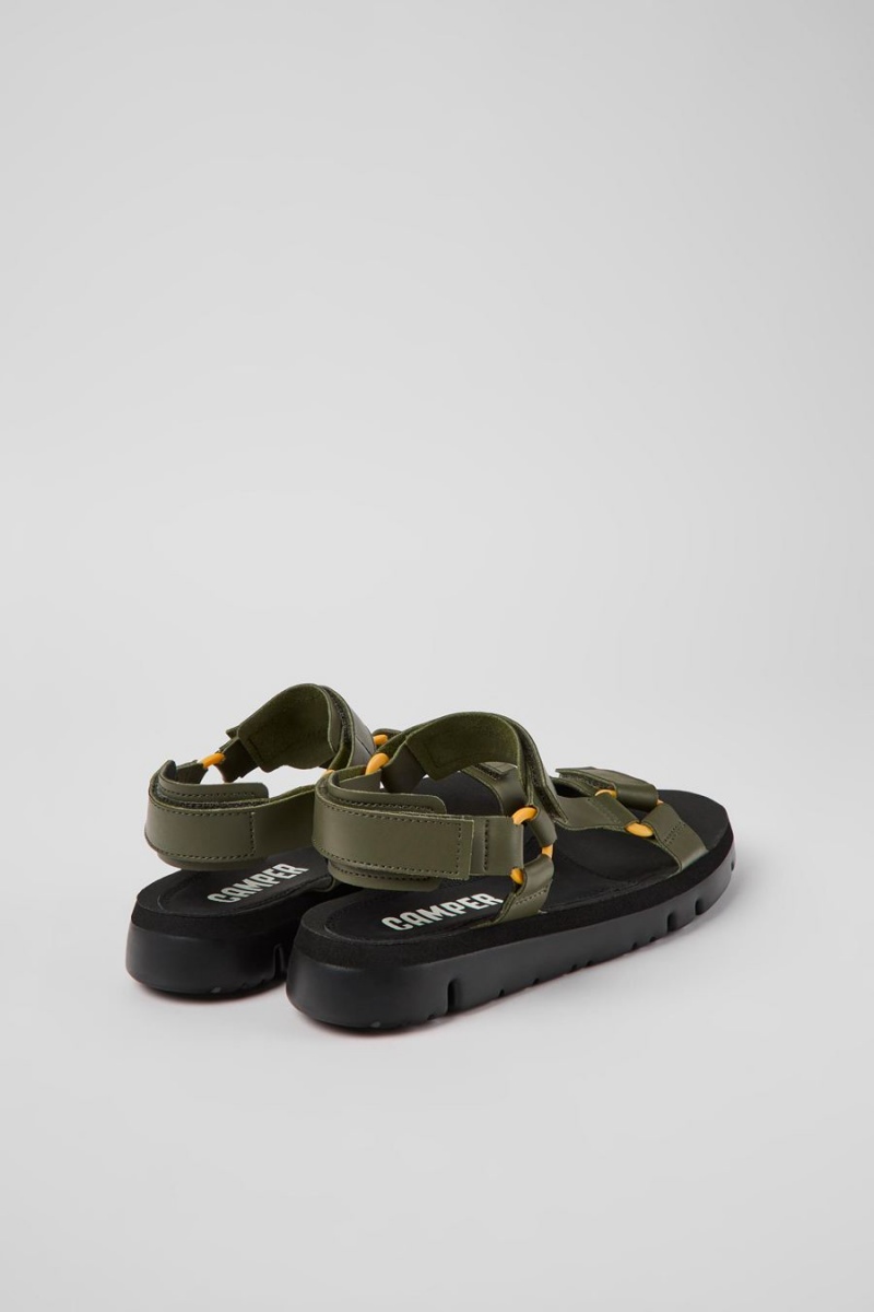 Sandalias Camper Oruga Cuero Hombre Verde | ORTUQ-1396