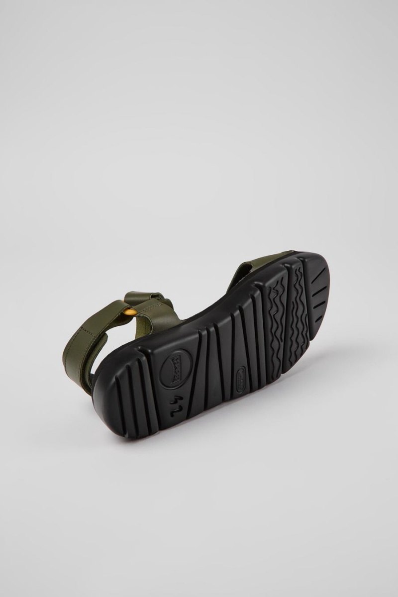 Sandalias Camper Oruga Cuero Hombre Verde | ORTUQ-1396