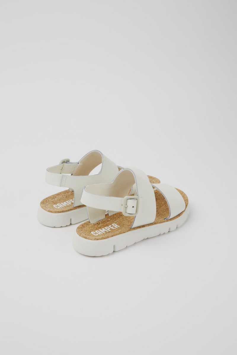 Sandalias Camper Oruga Cuero Mujer Blancas | SHUZV-1683