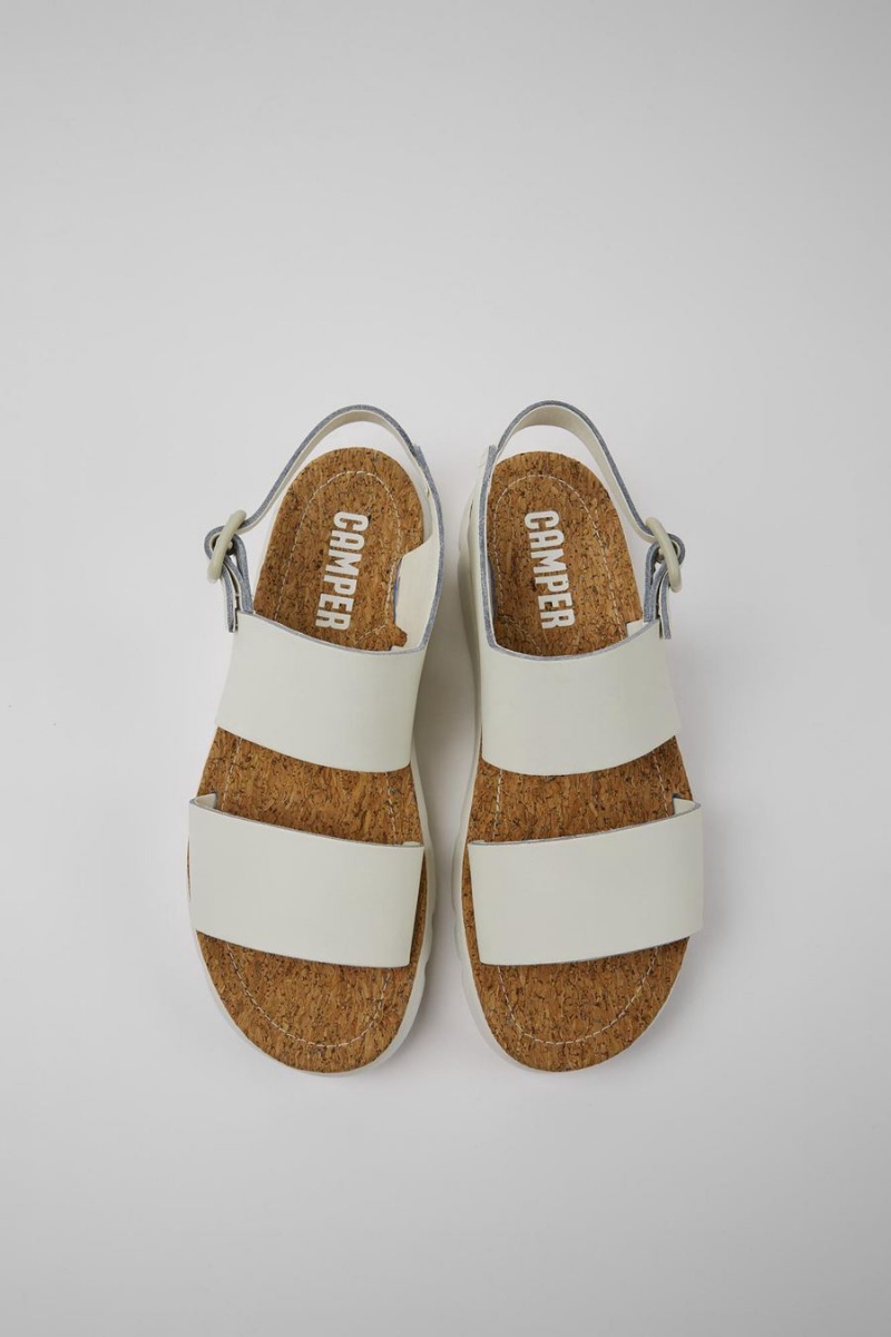 Sandalias Camper Oruga Cuero Mujer Blancas | SHUZV-1683