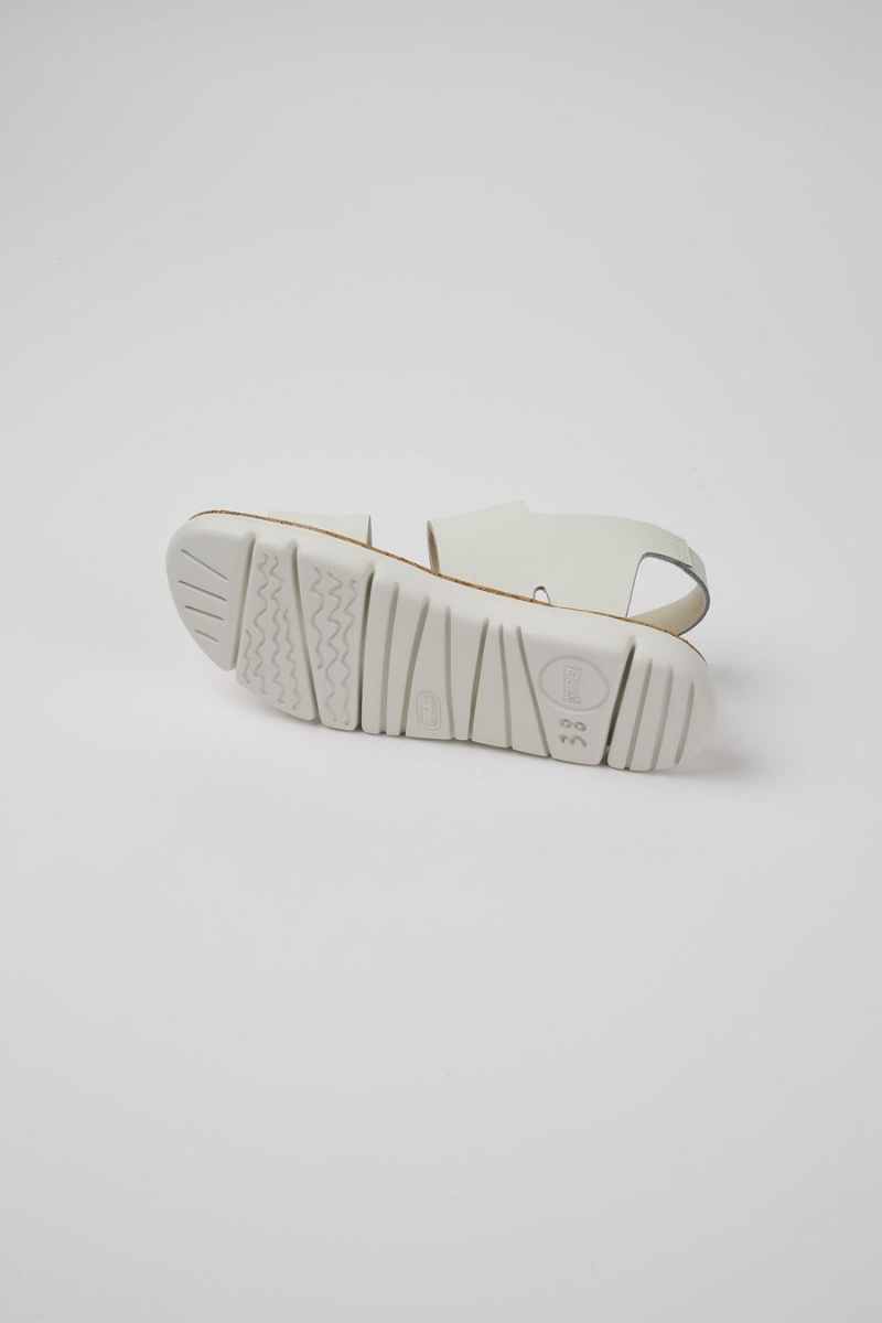 Sandalias Camper Oruga Cuero Mujer Blancas | SHUZV-1683
