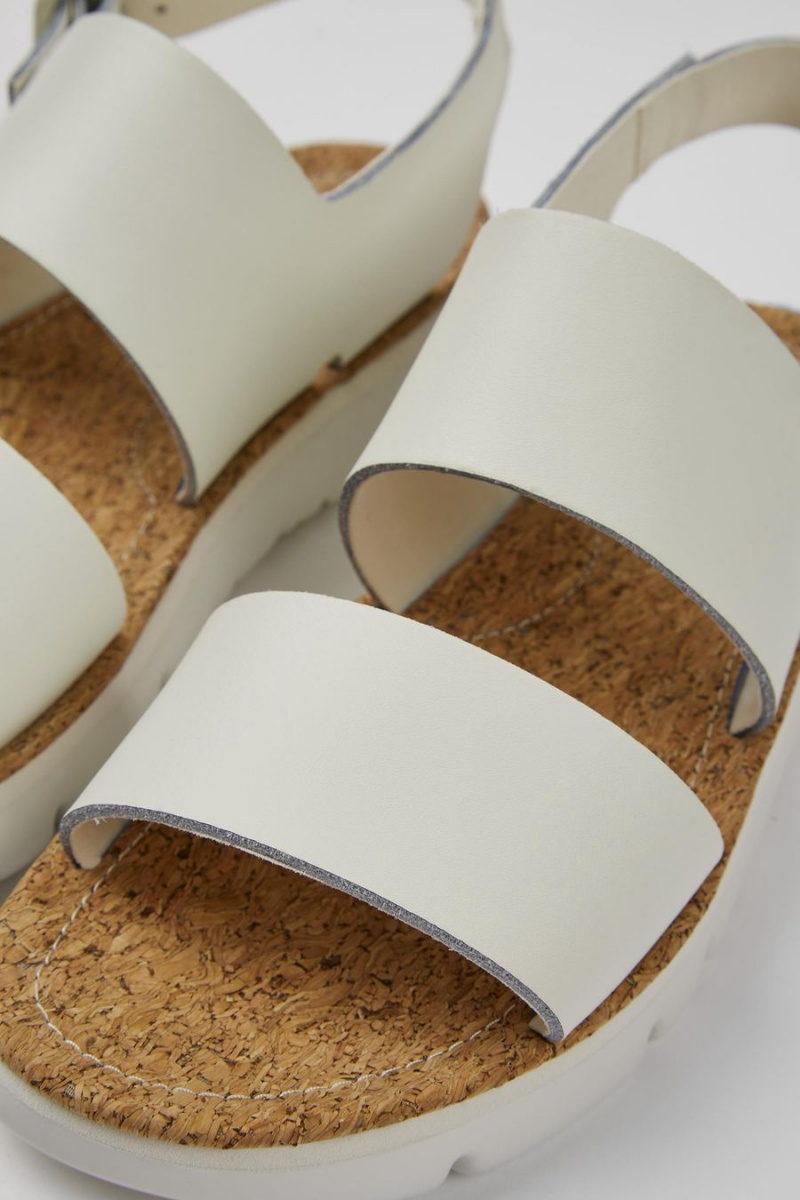 Sandalias Camper Oruga Cuero Mujer Blancas | SHUZV-1683