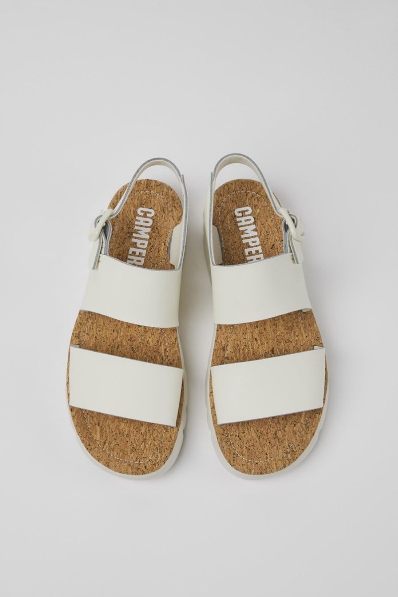Sandalias Camper Oruga Cuero Mujer Blancas | YBWLR-3697