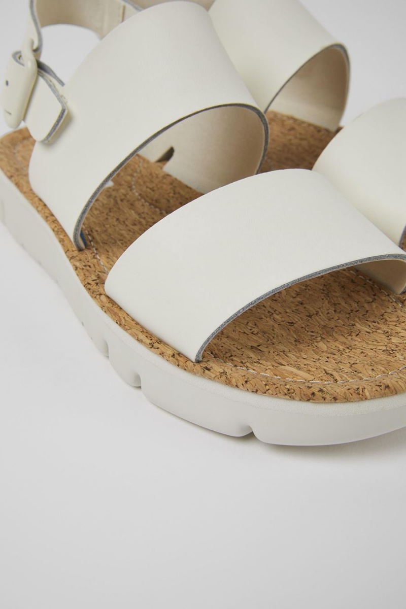 Sandalias Camper Oruga Cuero Mujer Blancas | YBWLR-3697
