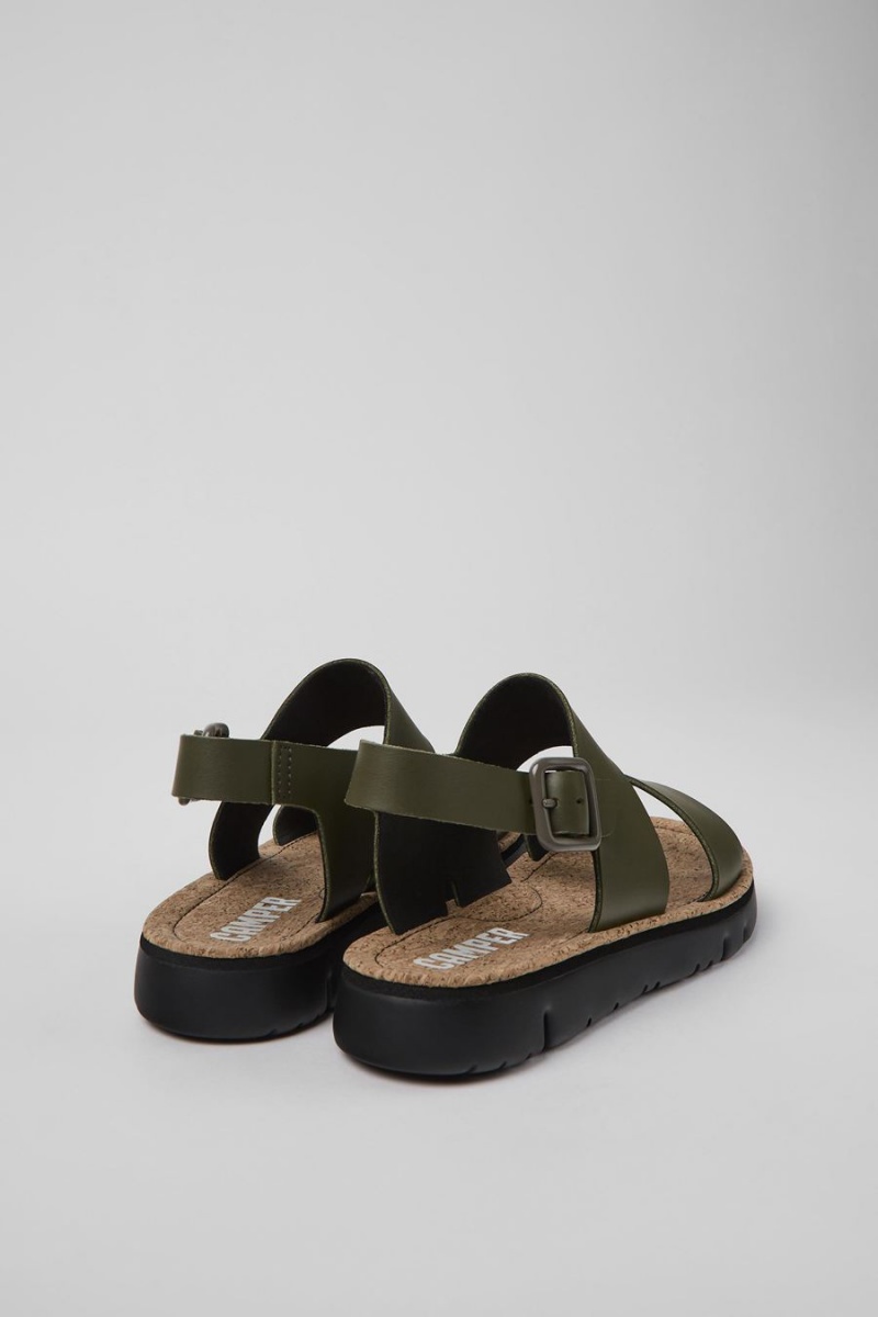 Sandalias Camper Oruga Cuero Mujer Verde | LJTFE-1940