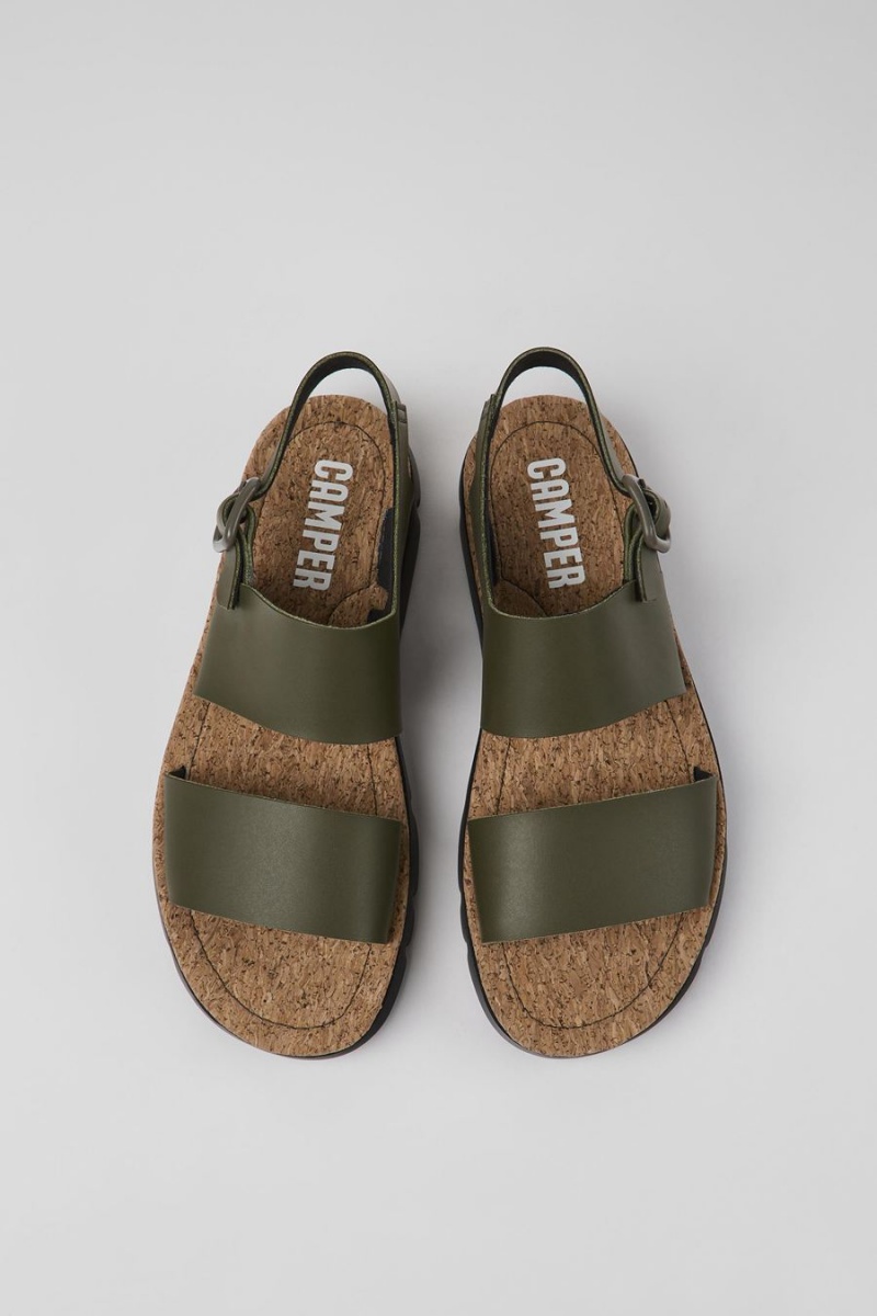 Sandalias Camper Oruga Cuero Mujer Verde | LJTFE-1940