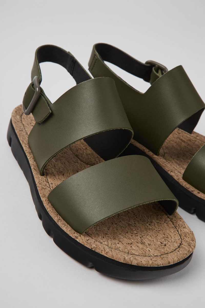 Sandalias Camper Oruga Cuero Mujer Verde | LJTFE-1940