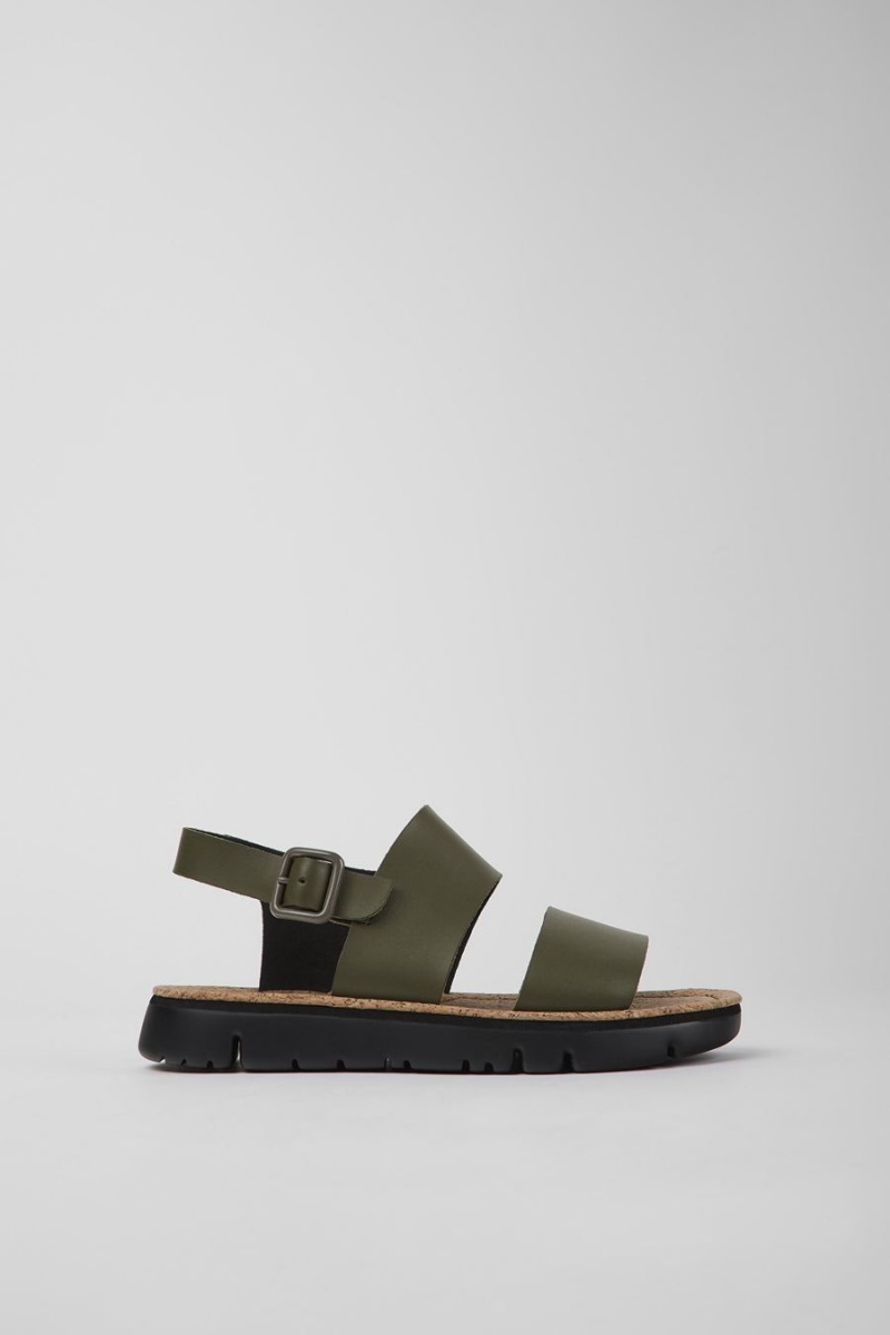 Sandalias Camper Oruga Cuero Mujer Verde | LJTFE-1940